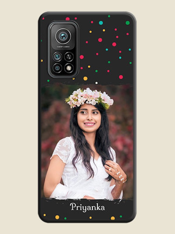 Custom Multicolor Dotted Pattern with Text on Space Black Custom Soft Matte Phone Back Cover - Mi 10T
