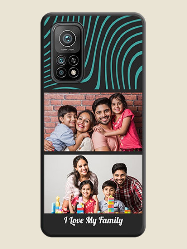 Custom Wave Pattern with 2 Image Holder on Space Black Personalized Soft Matte Phone Covers - Mi 10T