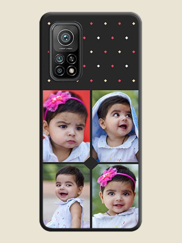 Custom Multicolor Dotted Pattern with 4 Image Holder on Space Black Custom Soft Matte Phone Cases - Mi 10T