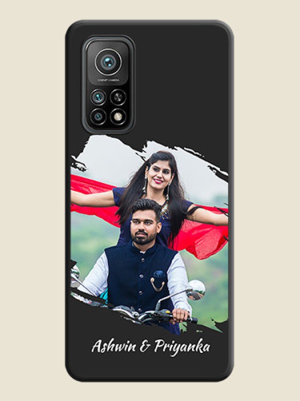 Custom Grunge Brush Strokes on Photo on Space Black Soft Matte Back Cover - Mi 10T