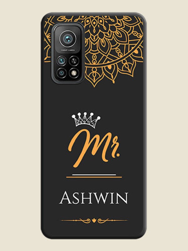 Custom Mr Name with Floral Design  on Personalised Space Black Soft Matte Cases - Mi 10T