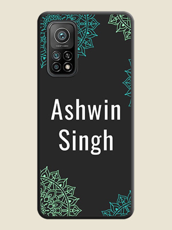Custom Your Name with Floral Design on Space Black Custom Soft Matte Back Cover - Mi 10T