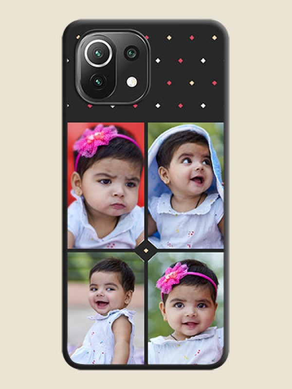 Custom Multicolor Dotted Pattern with 4 Image Holder on Space Black Custom Soft Matte Phone Cases - Mi 11 Lite NE 5G