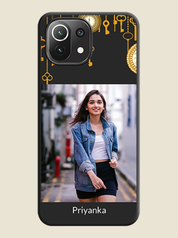 Custom Decorative Design with Text on Space Black Custom Soft Matte Back Cover - Mi 11 Lite