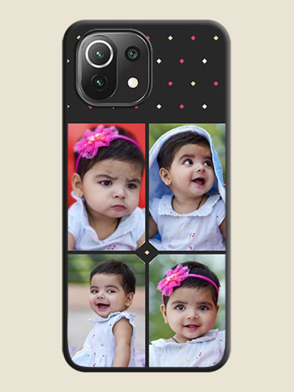 Custom Multicolor Dotted Pattern with 4 Image Holder on Space Black Custom Soft Matte Phone Cases - Mi 11 Lite