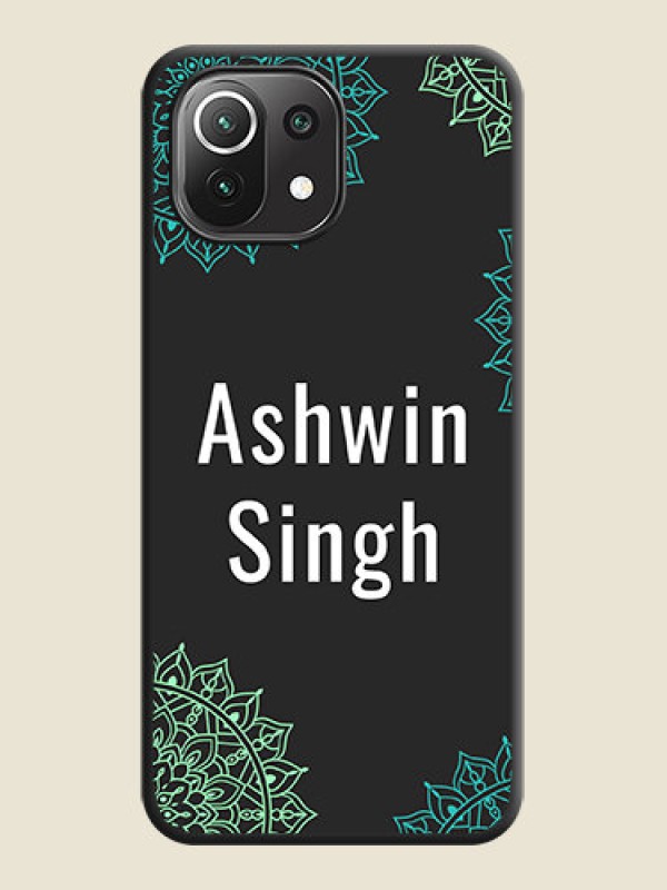 Custom Your Name with Floral Design on Space Black Custom Soft Matte Back Cover - Mi 11 Lite