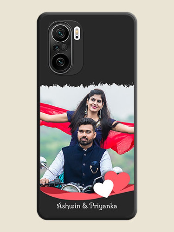 Custom Pin Color Love Shaped Ribbon Design with Text on Space Black Custom Soft Matte Phone Back Cover - Mi 11X