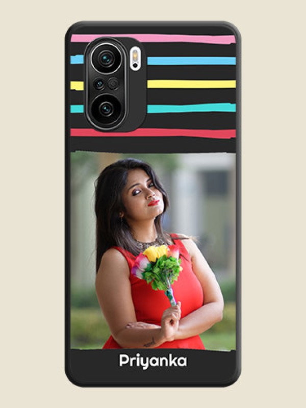 Custom Multicolor Lines with Image on Space Black Personalized Soft Matte Phone Covers - Mi 11X
