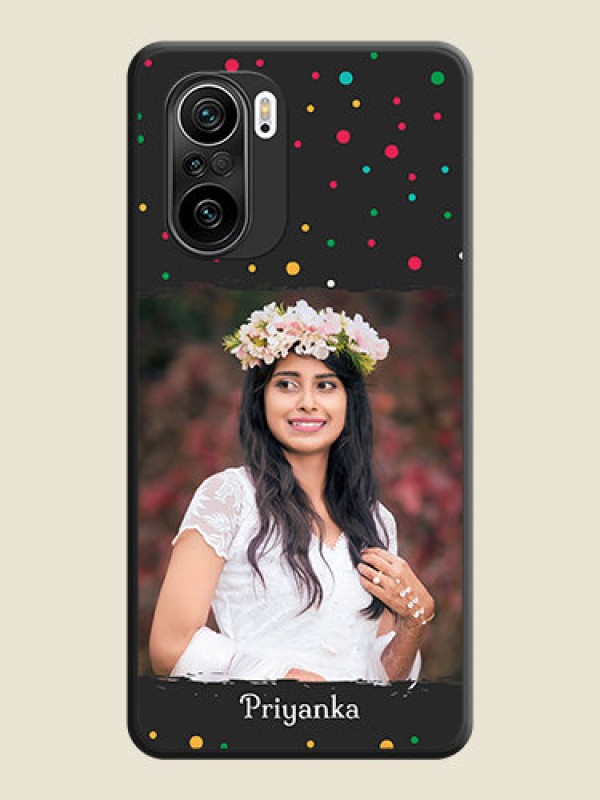 Custom Multicolor Dotted Pattern with Text on Space Black Custom Soft Matte Phone Back Cover - Mi 11X