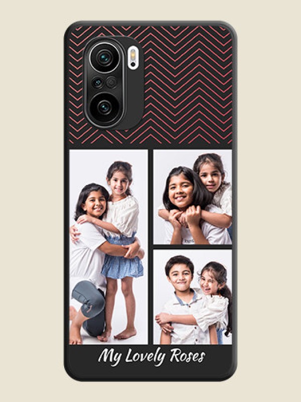 Custom Wave Pattern with 3 Image Holder on Space Black Custom Soft Matte Back Cover - Mi 11X