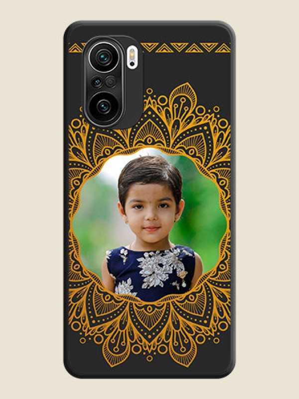 Custom Round Image with Floral Design on Photo on Space Black Soft Matte Mobile Cover - Mi 11X