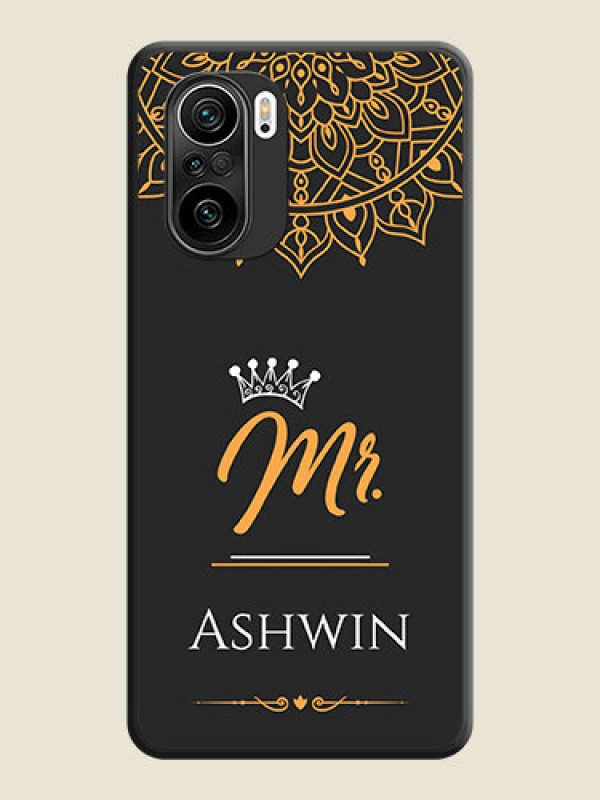 Custom Mr Name with Floral Design  on Personalised Space Black Soft Matte Cases - Mi 11X