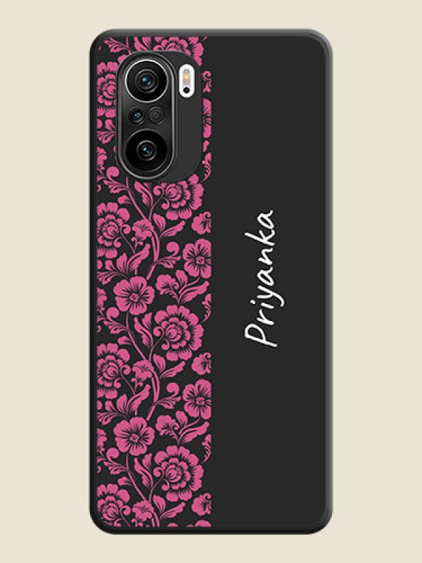 Custom Pink Floral Pattern Design With Custom Text On Space Black Personalized Soft Matte Phone Covers -Xiaomi Mi 11X 5G