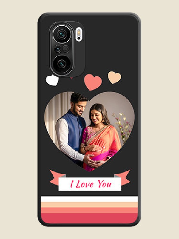Custom Love Shaped Photo with Colorful Stripes on Personalised Space Black Soft Matte Cases - Mi 11X Pro