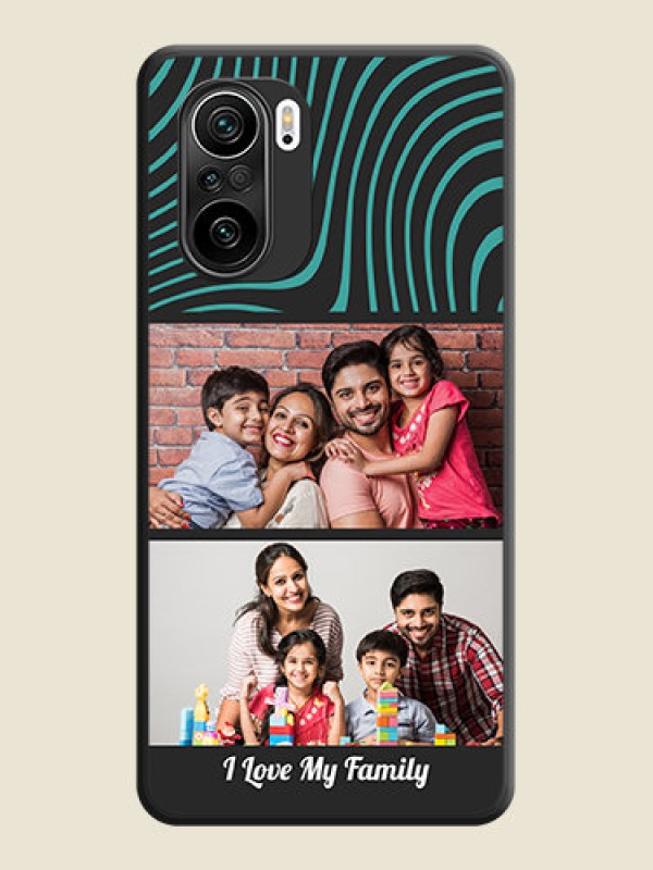 Custom Wave Pattern with 2 Image Holder on Space Black Personalized Soft Matte Phone Covers - Mi 11X Pro