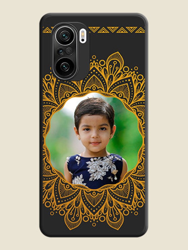 Custom Round Image with Floral Design on Photo on Space Black Soft Matte Mobile Cover - Mi 11X Pro