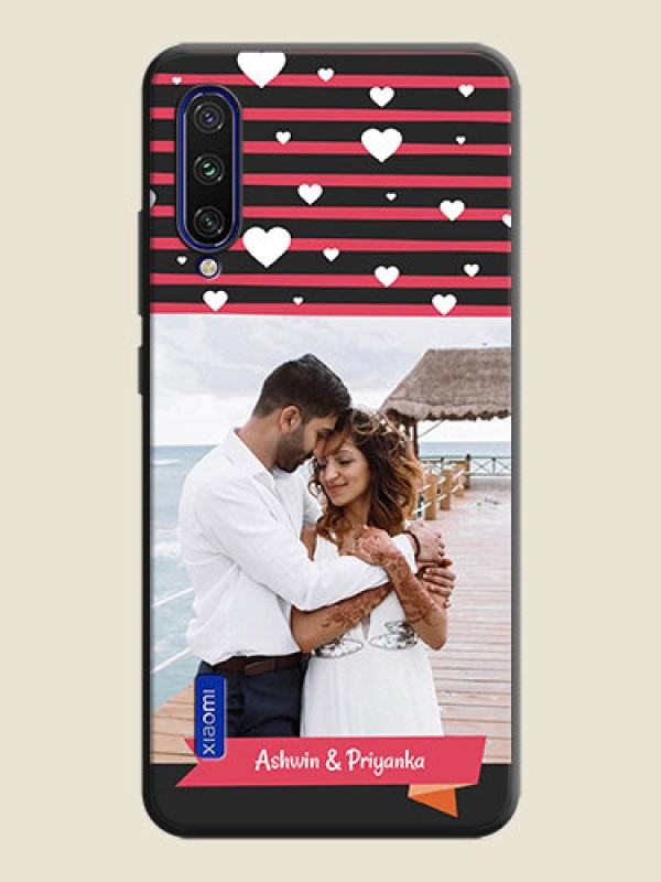 Custom White Color Love Symbols with Pink Lines Pattern on Space Black Custom Soft Matte Phone Cases - Mi A3