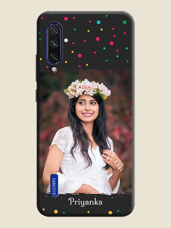 Custom Multicolor Dotted Pattern with Text on Space Black Custom Soft Matte Phone Back Cover - Mi A3