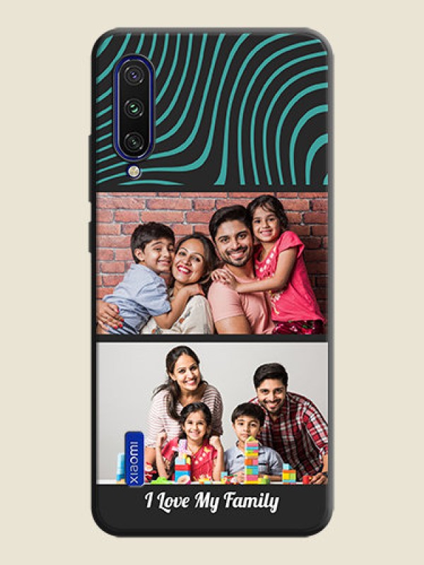 Custom Wave Pattern with 2 Image Holder on Space Black Personalized Soft Matte Phone Covers - Mi A3