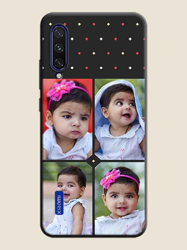 Custom Multicolor Dotted Pattern with 4 Image Holder on Space Black Custom Soft Matte Phone Cases - Mi A3