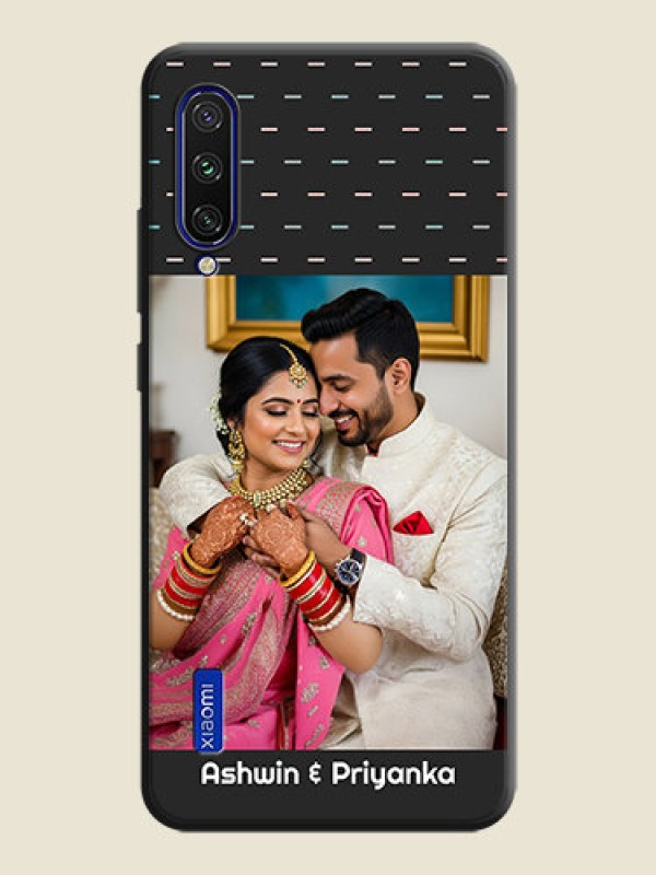 Custom Line Pattern Design with Text on Space Black Custom Soft Matte Phone Back Cover - Mi A3