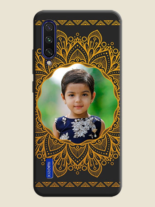 Custom Round Image with Floral Design - Photo on Space Black Soft Matte Mobile Cover - Mi A3