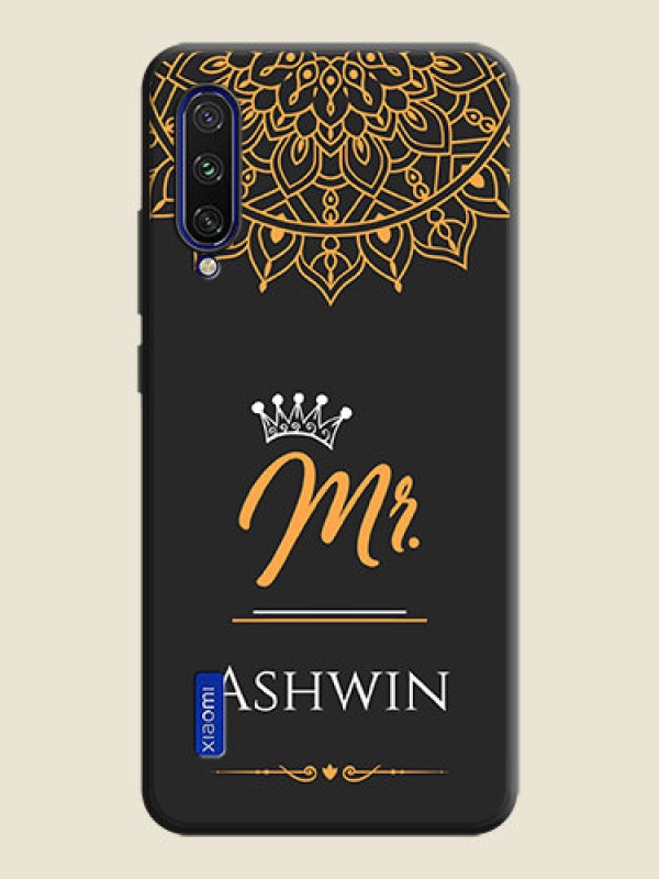 Custom Mr Name with Floral Design  on Personalised Space Black Soft Matte Cases - Mi A3