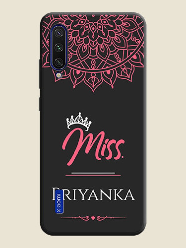 Custom Mrs Name with Floral Design on Space Black Personalized Soft Matte Phone Covers - Mi A3