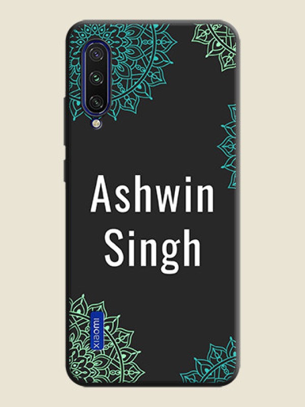 Custom Your Name with Floral Design on Space Black Custom Soft Matte Back Cover - Mi A3