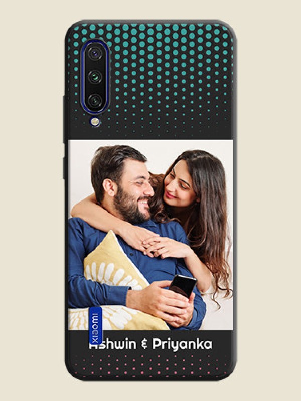 Custom Faded Dots with Grunge Photo Frame and Text on Space Black Custom Soft Matte Phone Cases - Mi A3