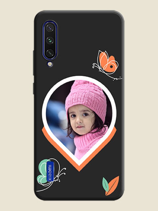 Custom Upload Pic With Simple Butterly Design On Space Black Personalized Soft Matte Phone Covers -Xiaomi Mi A3