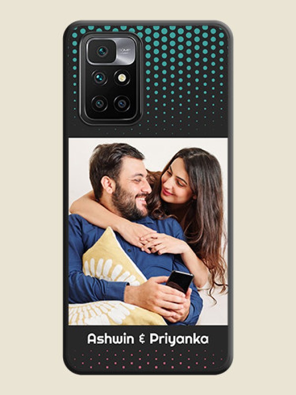 Custom Faded Dots with Grunge Photo Frame and Text on Space Black Custom Soft Matte Phone Cases - Redmi 10 Prime 2020