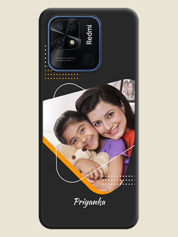 Custom Yellow Triangle on Photo on Space Black Soft Matte Phone Cover - Redmi 10