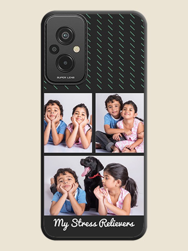 Custom Cross Dotted Pattern with 2 Image Holder  on Personalised Space Black Soft Matte Cases - Xiaomi Redmi 11 Prime 4G