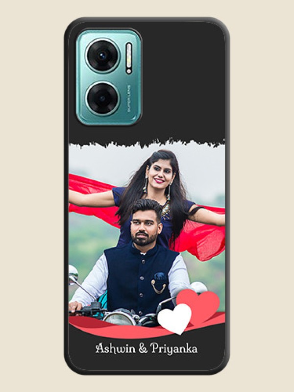 Custom Pin Color Love Shaped Ribbon Design with Text on Space Black Custom Soft Matte Phone Back Cover - Xiaomi Redmi 11 Prime 5G