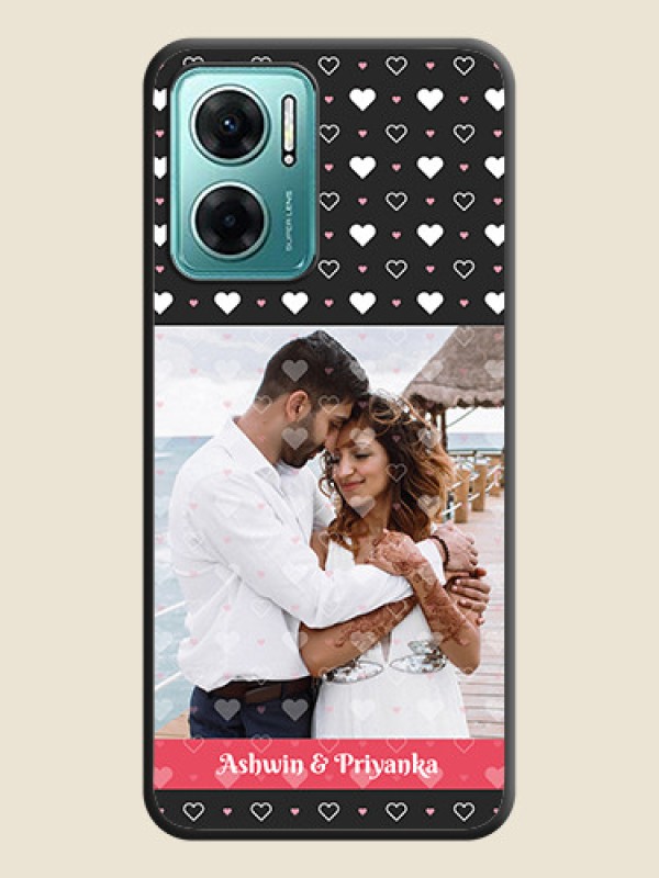 Custom White Color Love Symbols with Text Design on Photo on Space Black Soft Matte Phone Cover - Xiaomi Redmi 11 Prime 5G