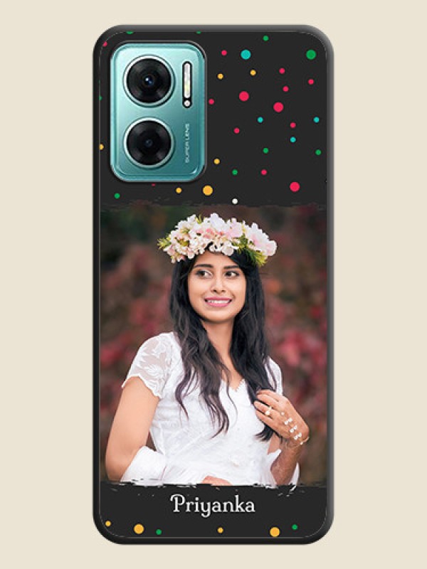 Custom Multicolor Dotted Pattern with Text on Space Black Custom Soft Matte Phone Back Cover - Xiaomi Redmi 11 Prime 5G