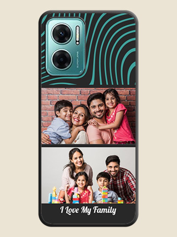 Custom Wave Pattern with 2 Image Holder on Space Black Personalized Soft Matte Phone Covers - Xiaomi Redmi 11 Prime 5G