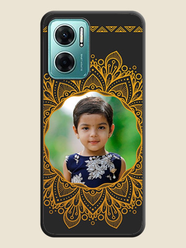 Custom Round Image with Floral Design on Photo on Space Black Soft Matte Mobile Cover - Xiaomi Redmi 11 Prime 5G