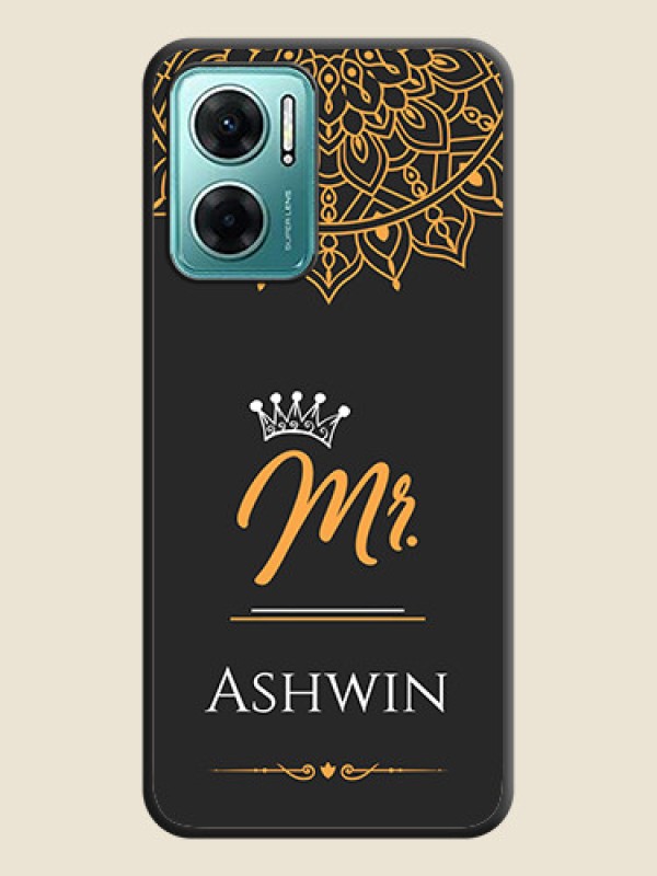 Custom Mr Name with Floral Design  on Personalised Space Black Soft Matte Cases - Xiaomi Redmi 11 Prime 5G