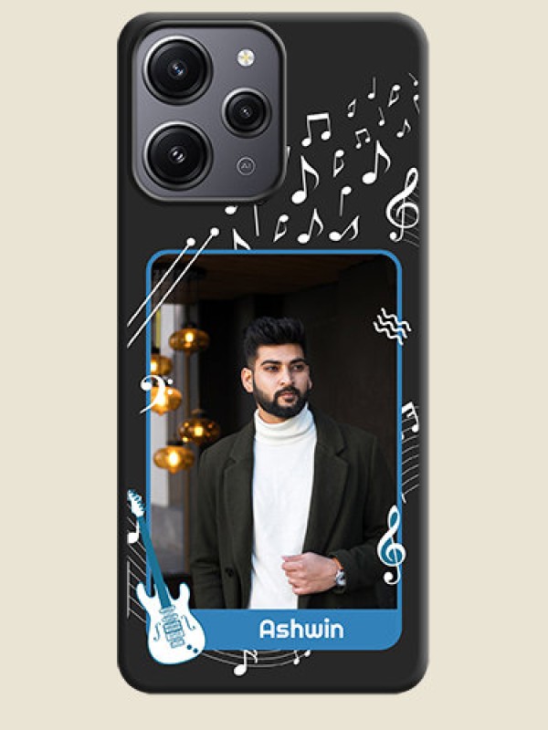 Custom Musical Theme Design with Text - Photo on Space Black Soft Matte Mobile Case - Redmi 12 4G