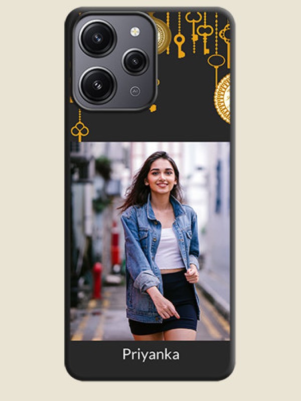 Custom Decorative Design with Text on Space Black Custom Soft Matte Back Cover - Redmi 12 4G