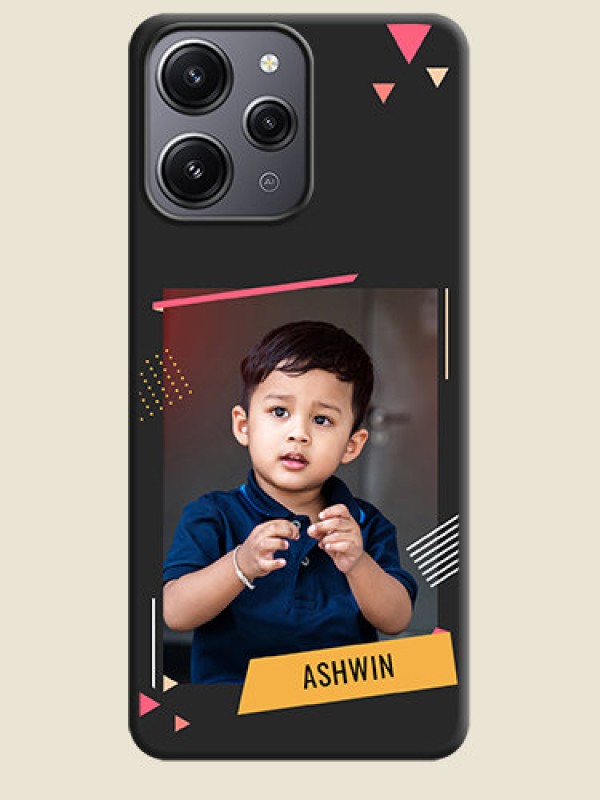 Custom Photo Frame with Triangle Small Dots - Photo on Space Black Soft Matte Back Cover - Redmi 12 4G
