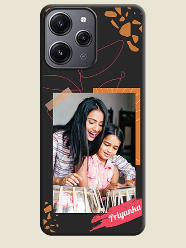 Custom Orange Photo Frame on Space Black Custom Soft Matte Phone Back Cover - Redmi 12 4G