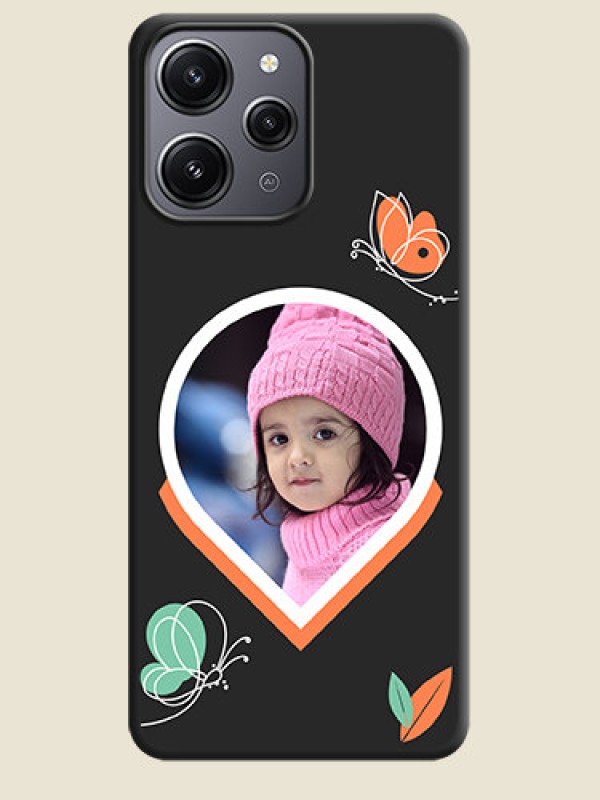 Custom Upload Pic With Simple Butterly Design On Space Black Personalized Soft Matte Phone Covers - Redmi 12 4G
