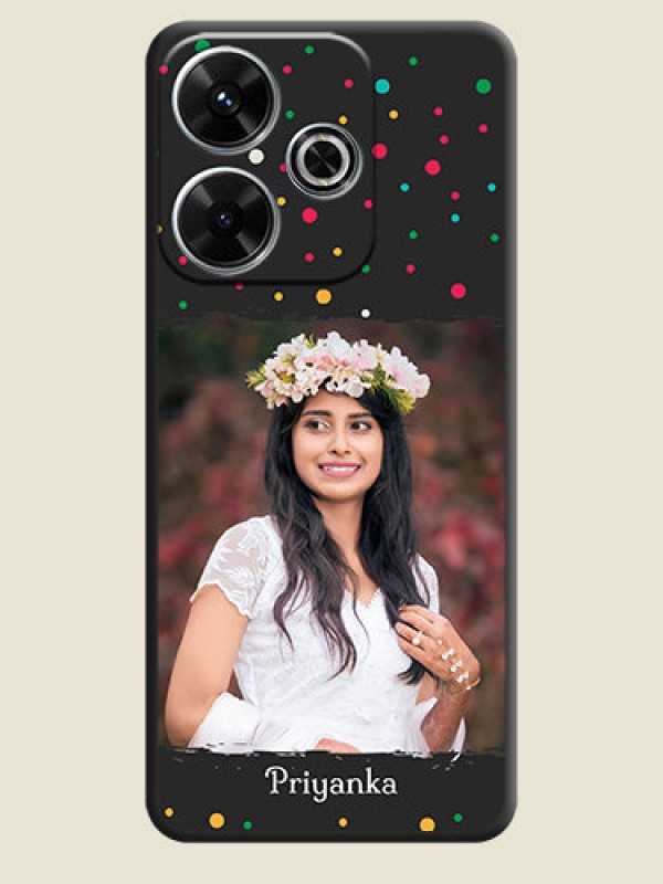 Custom Multicolor Dotted Pattern with Text On Space Black Custom Soft Matte Mobile Back Cover - Xiaomi Redmi 13 5G