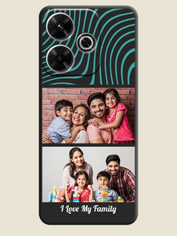 Custom Wave Pattern with 2 Image Holder On Space Black Custom Soft Matte Mobile Back Cover - Xiaomi Redmi 13 5G