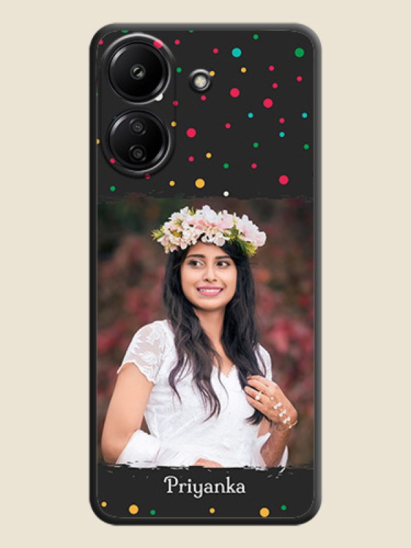 Custom Multicolor Dotted Pattern with Text  On Space Black Custom Soft Matte Mobile Back Cover - Redmi 13C 4G