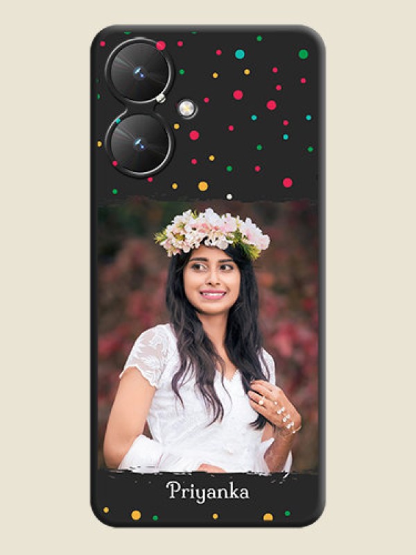 Custom Multicolor Dotted Pattern with Text  On Space Black Custom Soft Matte Mobile Back Cover - Redmi 13C 5G