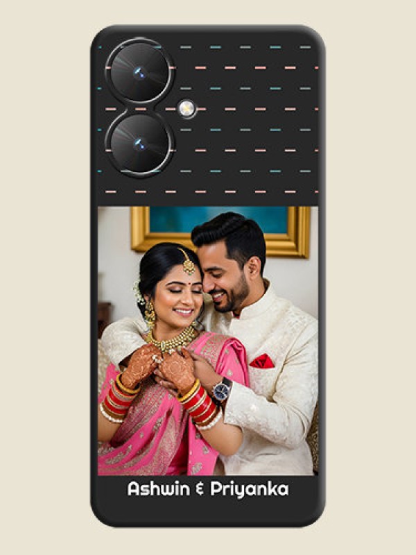 Custom Line Pattern Design with Text On Space Black Custom Soft Matte Mobile Back Cover - Redmi 13C 5G